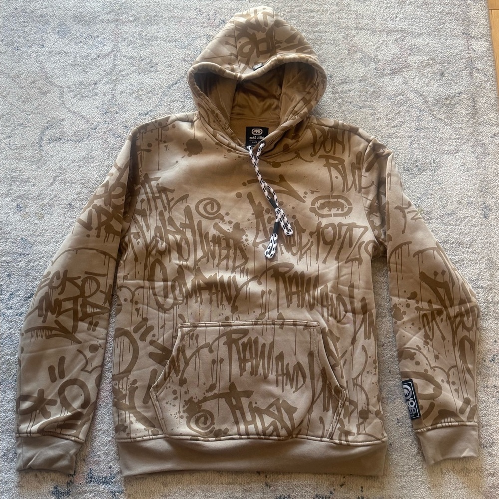 Ecko Unltd Graffiti Print Hoodie Tan Brown